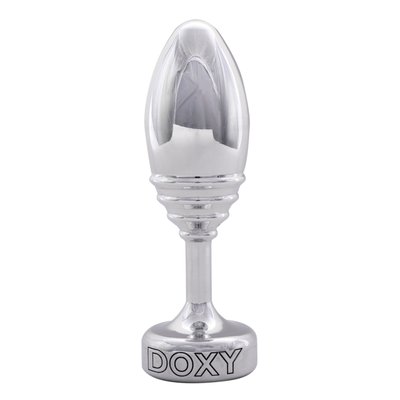 Металева анальна пробка DOXY Butt Plug RIBBED, ребриста, діаметр 3,3 см