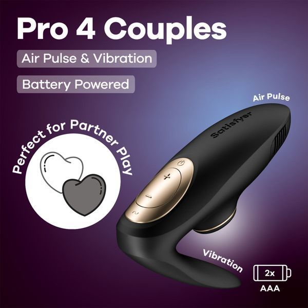 Вакуумний вібратор для пар Satisfyer Pro 4 Couples Battery Series, підходить для сексу у парі &mdash; вакуумний вібратор, фото товару | купити в магазині Ass In Bath