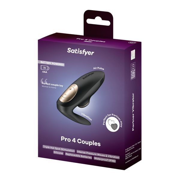 Вакуумний вібратор для пар Satisfyer Pro 4 Couples Battery Series, підходить для сексу у парі &mdash; вакуумний вібратор, фото товару | купити в магазині Ass In Bath