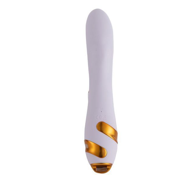 Вібратор-кролик з пульсацією та флогером LOCKINK SEVANDA Whip Vibrating Massage Wand, біло-золотий &mdash; Вібратори-кролики, фото | купити онлайн у Ass In Bath