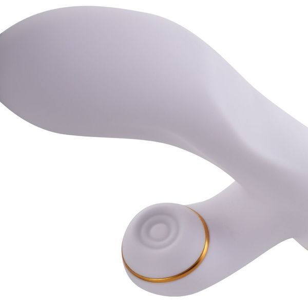Вібратор-кролик з пульсацією та флогером LOCKINK SEVANDA Whip Vibrating Massage Wand, біло-золотий &mdash; Вібратори-кролики, фото | купити онлайн у Ass In Bath