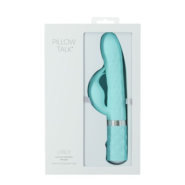 Розкішний кролик з ротацією та вібрацією Pillow Talk Lively Teal, кристал Сваровскі &mdash; Вібратори-кролики, фото | купити онлайн у Ass In Bath