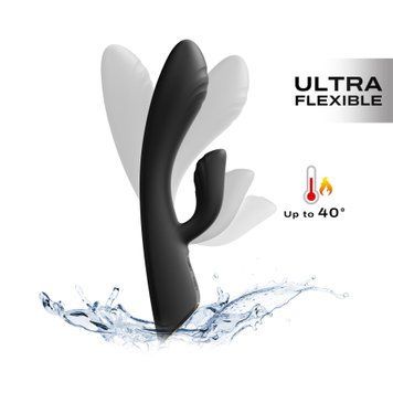 Вібратор-кролик з підігрівом Dorcel FLEXI RABBIT BLACK, гнучкий стовбур &mdash; Вібратори-кролики, фото | купити онлайн у Ass In Bath