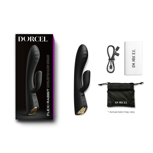 Вібратор-кролик з підігрівом Dorcel FLEXI RABBIT BLACK, гнучкий стовбур