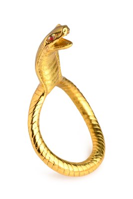 Эрекционное кольцо с головой кобры Master Series: Cobra King Golden Cock Ring