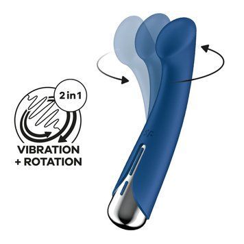 Вібратор з ротацією Satisfyer Spinning G-Spot 1 Blue, плоский майданчик для стимуляції точки G &mdash; вібратор для точки G, фото | купити онлайн у Ass In Bath