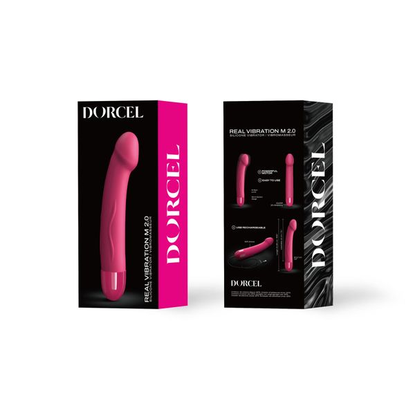 Вібратор Dorcel Real Vibration M Magenta 2.0, діаметр 3,7см, перезаряджається, для точки G