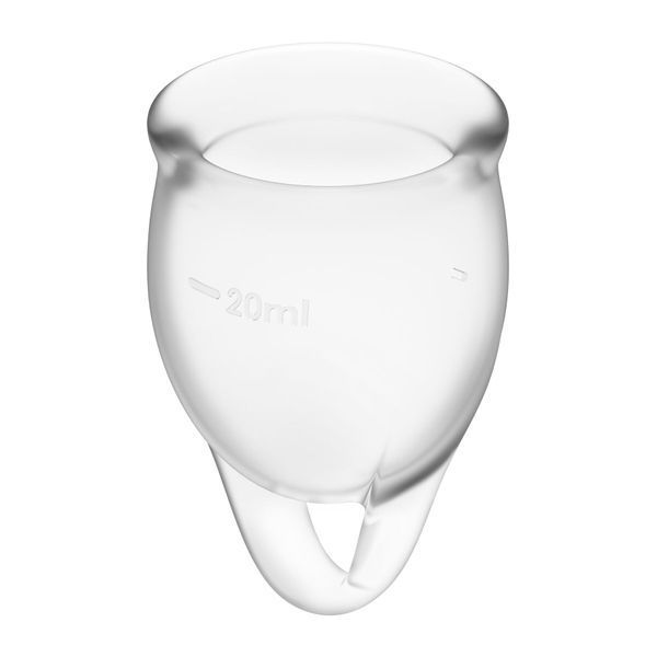 Набір менструальних чаш Satisfyer Feel Confident (Transparent), 15мл та 20мл, мішечок для зберігання &mdash; менструальні чаши, фото | купити онлайн у Ass In Bath