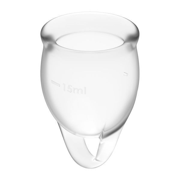 Набір менструальних чаш Satisfyer Feel Confident (Transparent), 15мл та 20мл, мішечок для зберігання &mdash; менструальні чаши, фото | купити онлайн у Ass In Bath
