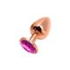 Металева анальна пробка Wooomy Tralalo Rose Gold Metal Plug Magenta S, діаметр 2,8 см, довжина 7 см 1