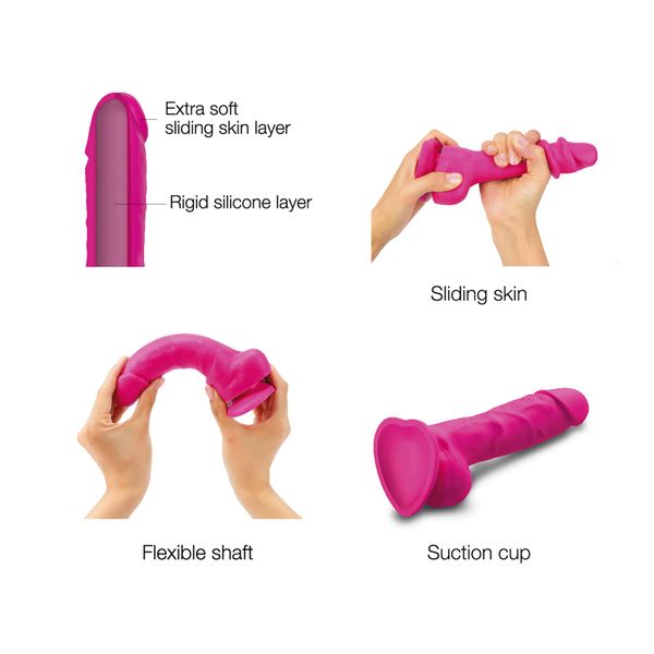 Реалістичний фалоімітатор Strap-On-Me Sliding Skin Realistic Dildo Fuchsia S, ефект рухливої шкіри