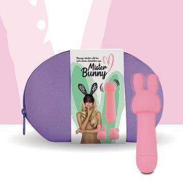 Мінівібратор FeelzToys Mister Bunny Pink з двома насадками &mdash; міні-вібратор, фото | купити онлайн у Ass In Bath