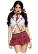 Костюм школярки Leg Avenue Miss Prep School XS, топ, спідниця, краватка, бантики
