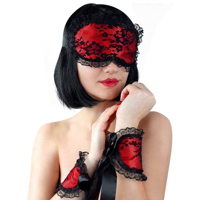 Кружевная маска на глаза с наручниками Art of Sex – Mask and Handcuffs