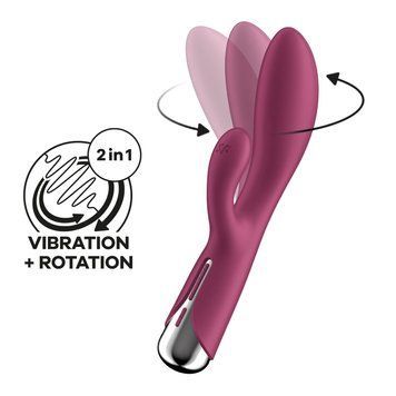 Вібратор-кролик з ротацією Satisfyer Spinning Rabbit 1 Red, 3 мотори &mdash; Вібратори-кролики, фото | купити онлайн у Ass In Bath