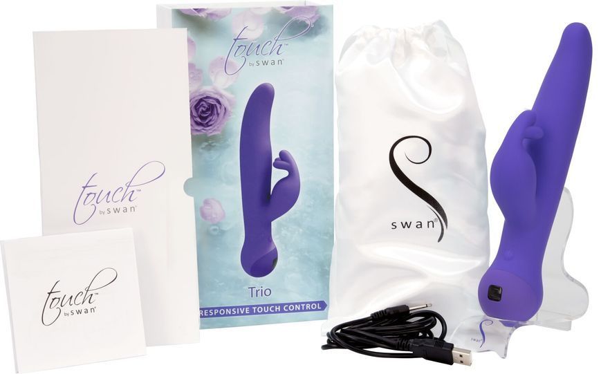 Вібратор-кролик Touch by SWAN - Trio Purple, сенсорне керування, ротація, діаметр 3,8 см &mdash; Вібратори-кролики, фото | купити онлайн у Ass In Bath