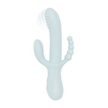 Потрійний вібратор Good Vibes Only &ndash; SAGE Triple Stimulation Vibe Soft Silicone &ndash; Blue, манливий рух &mdash; Вібратори-кролики, фото | купити онлайн у Ass In Bath