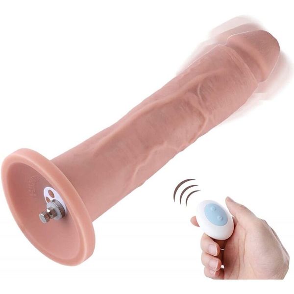 Фаллоимитатор 10.2″ с вибрацией для секс-машин Hismith Silicone Dildo with Vibe, KlicLok, пульт ДУ