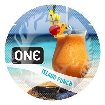 Ароматизований презерватив ONE FlavorWaves Island Punch, 1 шт, запах тропічного коктейлю &mdash; презерватив, фото | купити онлайн у Ass In Bath