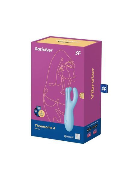 Кліторальний смарт-вібратор Satisfyer Threesome 4 Blue з трьома пальчиками &mdash; міні-вібратор, фото | купити онлайн у Ass In Bath