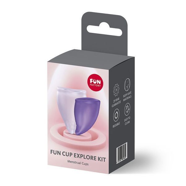 Набір менструальних чаш Fun Factory FUN CUP EXPLORE KIT, 2 шт, Multicolored Violet, об&rsquo;єми 20 та 30 мл &mdash; менструальні чаши, фото | купити онлайн у Ass In Bath