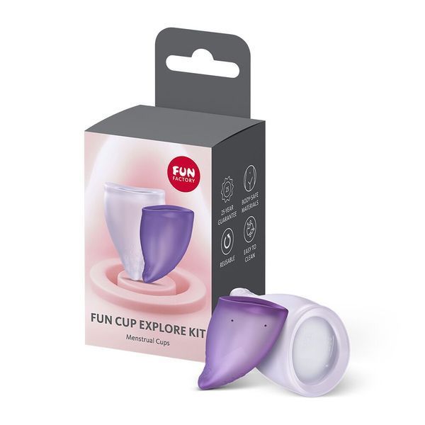 Набір менструальних чаш Fun Factory FUN CUP EXPLORE KIT, 2 шт, Multicolored Violet, об&rsquo;єми 20 та 30 мл &mdash; менструальні чаши, фото | купити онлайн у Ass In Bath