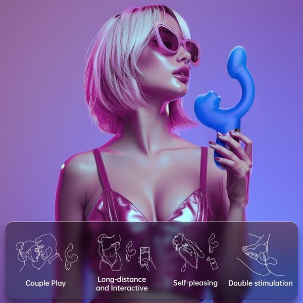 Смарт-вібратор Magic Motion Ponder Blue, подвійна стимуляція, віброяйце+язичок для клітора &mdash; Вібратори-кролики, фото | купити онлайн у Ass In Bath