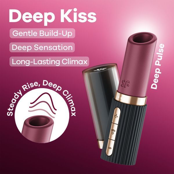 Вакуумний стимулятор Satisfyer Deep Kiss, магнітна технологія 3D Air Pulse, 30 режимів, кришечка &mdash; вакуумний вібратор, фото товару | купити в магазині Ass In Bath