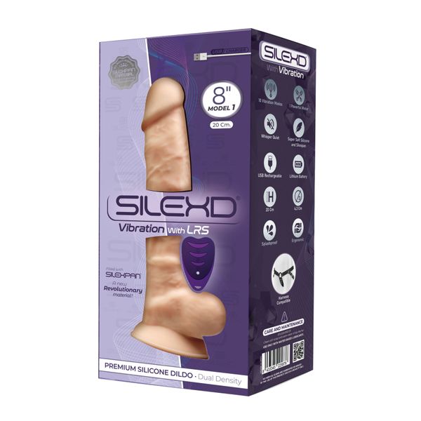 Фалоімітатор з вібрацією SilexD Vetus Vibro Flesh (MODEL 1 size 8in) + LRS, двошаровий, діаметр 4,2