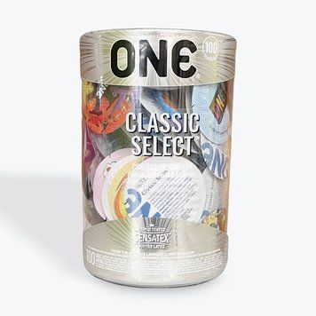 Набір презервативів ONE Classic Select Contest Collection, 100 шт, зі змазкою, паковання-тубус &mdash; презерватив, фото | купити онлайн у Ass In Bath