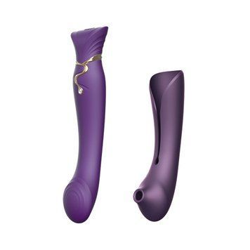 Смартвібратор 3в1 Zalo &mdash; Queen Set Twilight Purple, пульсівна перлина та вакуум, кристал Swarovski &mdash; класичний вібратор, фото | купити онлайн у Ass In Bath