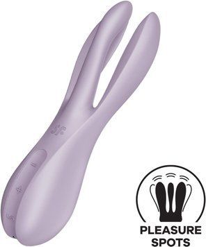 Кліторальний вібратор Satisfyer Threesome 2 Violet, 3 гнучкі пальчики, 3 мотори &mdash; міні-вібратор, фото | купити онлайн у Ass In Bath