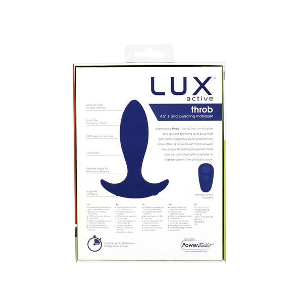 Анальная пробка с пульсацией Lux Active – Throb – 4.5" Anal Pulsating Massager, пульт ДУ