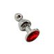 Металева анальна пробка Wooomy Lollypop Double Ball Metal Plug Red S, діам. 2,8 см, довжина 8,5 см