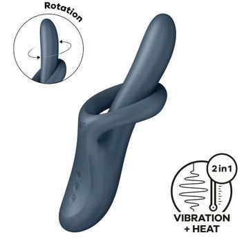 Вібратор з ротацією Satisfyer Heat Flex 4 Grey, підігрів до 39&deg;C &mdash; класичний вібратор, фото | купити онлайн у Ass In Bath