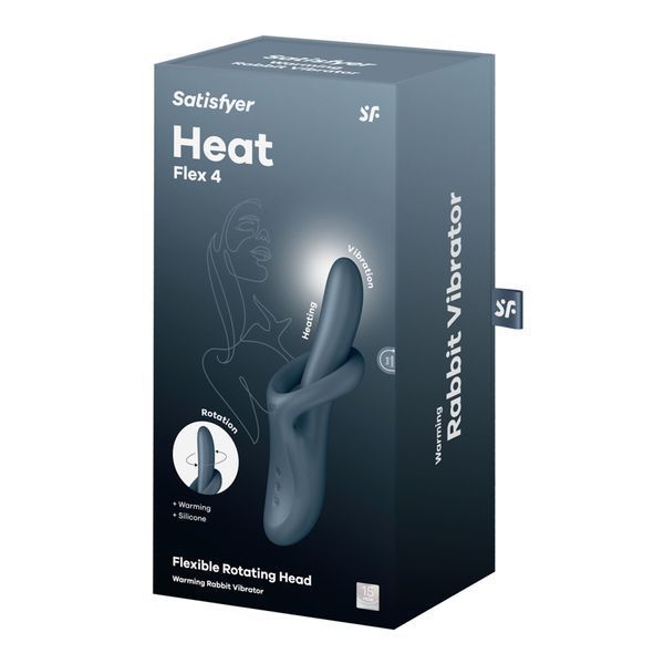 Вібратор з ротацією Satisfyer Heat Flex 4 Grey, підігрів до 39&deg;C &mdash; класичний вібратор, фото | купити онлайн у Ass In Bath