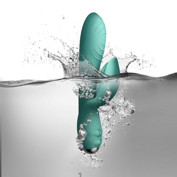 Вібратор-кролик Rocks Off Every Girl Teal, два мотори, різнокольорове LED-підсвічування, потужний &mdash; Вібратори-кролики, фото | купити онлайн у Ass In Bath