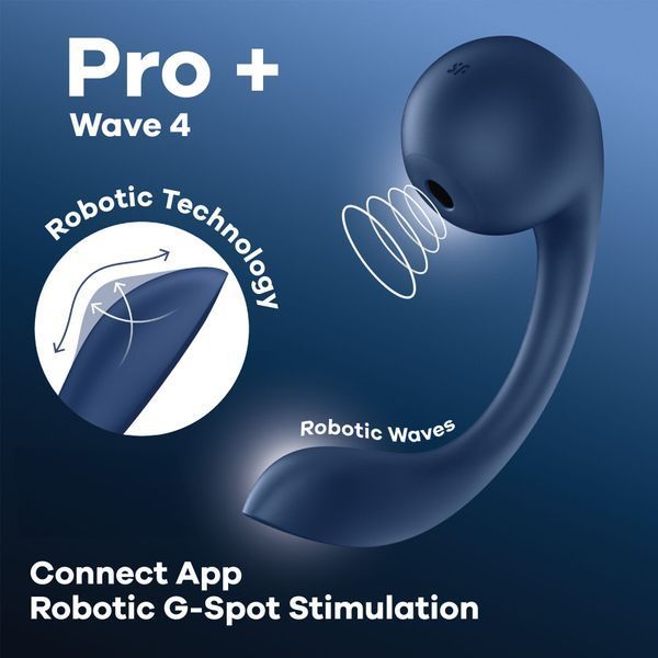 Смарт-стимулятор точки G + вакуумний стимулятор клітора Satisfyer Pro+ Wave 4 Connect App &mdash; вібратор для пар, фото | купити онлайн у Ass In Bath