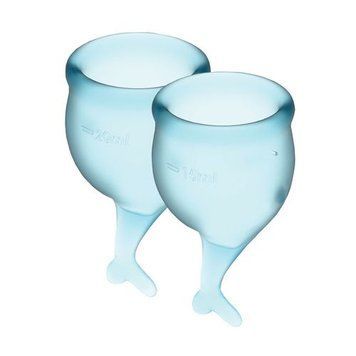 Набір менструальних чаш Satisfyer Feel Secure (light blue), 15мл і 20мл, мішечок для зберігання &mdash; менструальні чаши, фото | купити онлайн у Ass In Bath