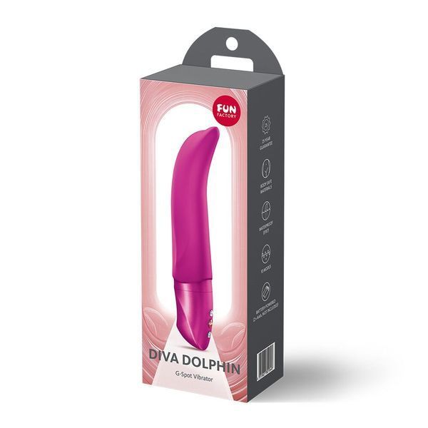 Вібратор для точки G Fun Factory Diva Dolphin Magenta, 10 режимів роботи, на батарейках &mdash; вібратор для точки G, фото | купити онлайн у Ass In Bath