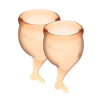 Набір менструальних чаш Satisfyer Feel Secure (orange), 15мл і 20мл, мішечок для зберігання &mdash; менструальні чаши, фото | купити онлайн у Ass In Bath