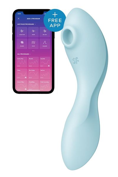 Вакуумний смарт-стимулятор із вібрацією Satisfyer Curvy Trinity 5 (Blue), керування зі смартфона