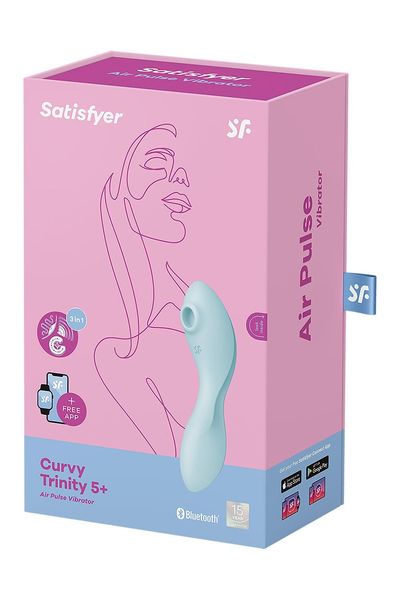 Вакуумний смарт-стимулятор із вібрацією Satisfyer Curvy Trinity 5 (Blue), керування зі смартфона