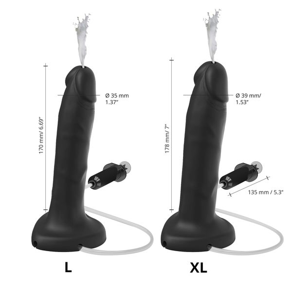 Фалоімітатор, що кінчає Strap-On-Me Squirting Cum Dildo Realistic Black, діам. 3,9 см, силікон