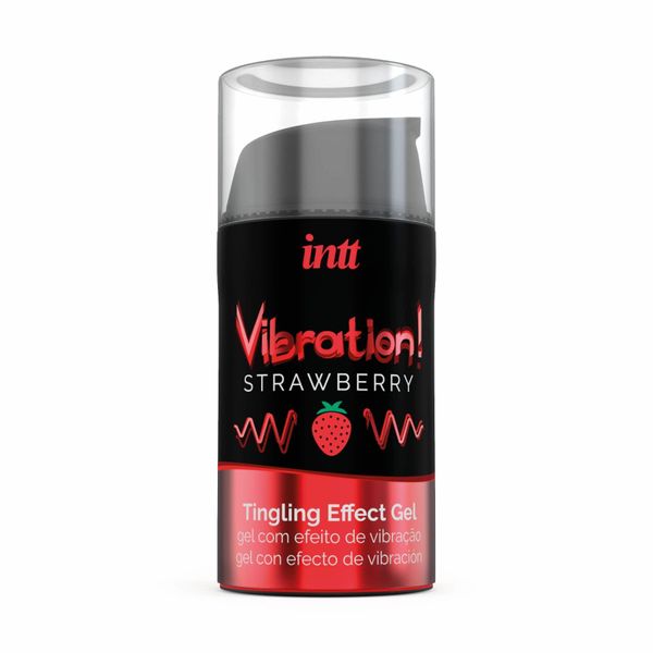 Рідкий вібратор Intt Vibration Strawberry (15 мл), густий гель, дуже смачний, діє до 30 хвилин