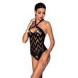 Сітчастий боді з халтером та ритмічним малюнком Passion Hima Body L/XL, black